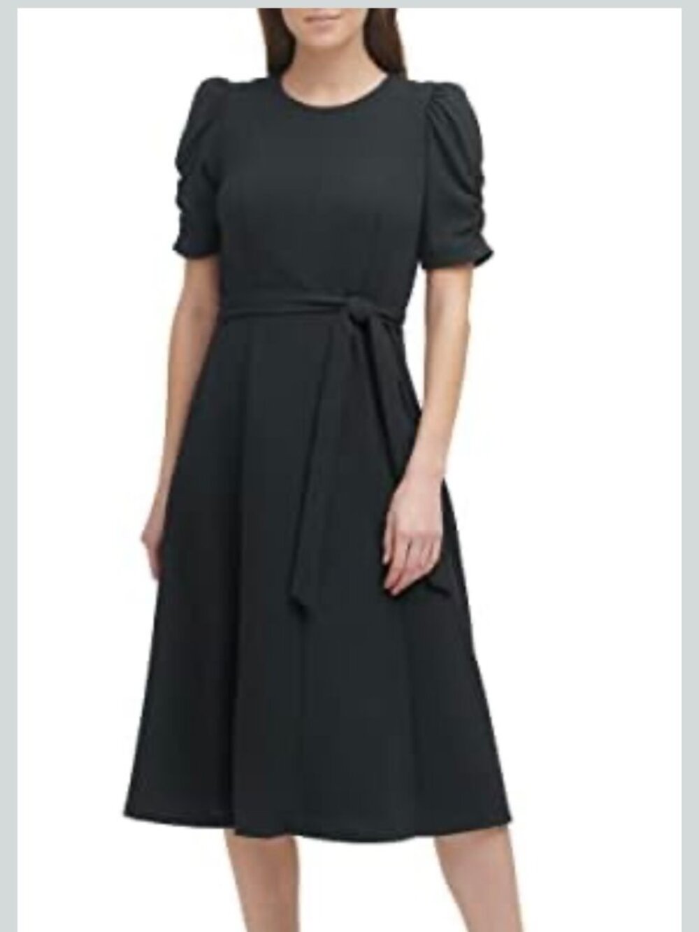 DKNY Women's Short Puff Sleeve Black Dress-NWT